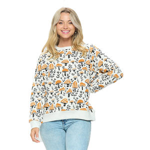 Sudadera de gran tamaño con estampado polar de talla grande para mujer de alta calidad ecológica Otoño Invierno logotipo frontal estampado al por mayor disponible - Product Image 1