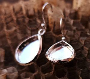 Plata de Ley 925, 10x12mm, forma de pera, bisel en blanco, pendiente colgante, bueno para cenizas y trabajo de resina, recuerdo, joyería DIY - Product Image 3