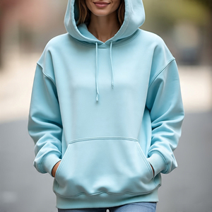 Pull-over de sport décontracté coupe-vent pour femmes à capuche épaule tombante Jogging Fitness vêtements avec logo avant pour la saison d'hiver - Product Image 6