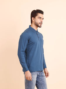 เสื้อยืดคอโปโลสำหรับผู้ชายผ้าฝ้าย100% แบบพรีเมี่ยม, เสื้อยืดแขนยาวแบบเต็มตัว (เบนซิน) พอดีตัว - Product Image 4