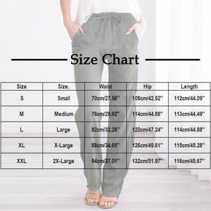 Pantalon en coton grande taille pour femmes-pantalon en lin léger et doux cordon de serrage pantalon long poches vêtements de détente amples bas décontracté - Product Image 6