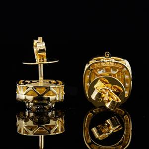 Pendientes de tuerca de diamante chapado en rodio de corte brillante redondo de 1tcw cultivado en laboratorio personalizado en plata de ley 925 para mujer en Nuevo diseño - Product Image 4