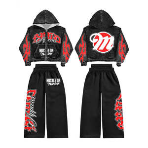 Survêtement molletonné très vendu, effet délavé à l'acide, avec strass, 100% coton, molleton surdimensionné, coton lourd, personnalisé, basique - Product Image 2