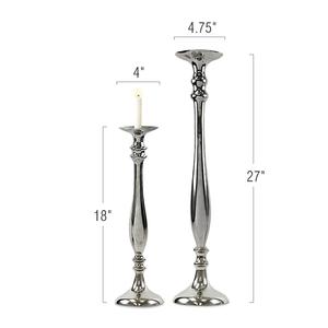 Most Attractive <b>Candle</b> Holder Aluminum Silver Glossy Plated <b>Candle</b> <b>Pillar</b> Holders for Royal Wedding Decoration & Home Decor - Product Image 4
