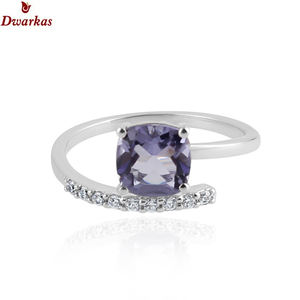 Anillo de Bodas de compromiso de circón de cristal de tanzanita de Plata de Ley 925 de alta calidad para mujer recién llegado al por mayor para fiestas - Product Image 3