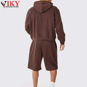 Highest Quality Custom Breathable <b>Men's</b> Zipper-Up <b>Hoodie</b> <b>And</b> <b>Short</b> <b>Sets</b> Quick Dry Training Wear <b>Hoodie</b> <b>Shorts</b> <b>Set</b> - Product Image 4