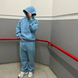 OEM Full Custom <b>Y2k</b> Puff Print Cropped Hoodie Men Streetwear High Quality Heavyweight Cotton <b>Hoodies</b> and Sweat Pants Set Men - Product Image 4