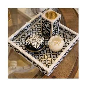 Bandeja madre de perla, la última bandeja de mimbre de ratán con base de madera con incrustaciones de madre de perla y mango de inserción para servir frutas de FWE - Product Image 3