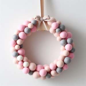 Handmade Artisan-Crafted <b>Felt</b> Ball Wreath Sustainable and Stylish Seasonal Decor - Product Image 4