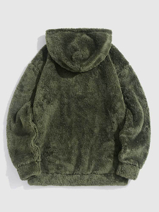 เสื้อสเวตเตอร์มีฮู้ดทรงหลวมสำหรับผู้ชาย, เสื้อโค้ทมีฮู้ดให้ความอบอุ่นหนาโอเวอร์ไซส์สำหรับผู้ชาย - Product Image 2