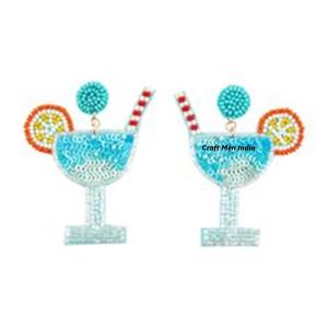 En gros Fait À La Main Perle De Riz Boucles D'oreilles Bohème champagne bouteille De Vin Boucles D'oreilles Tequila Vodka Pendentif Déclaration Boucle D'oreille Femmes - Product Image 2