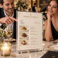 Support de table en acrylique haut de gamme, présentoir de menu personnalisé pour restaurants de luxe, hôtels haut de gamme, promotion de marque