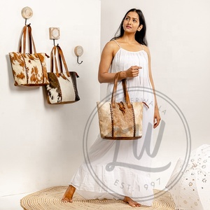 Nuevo estilo occidental, bolso de mano de cuero de piel oculta, bolso de compras multicolor para mujer, bolso de hombro de cuero de piel de vaca - Product Image 1