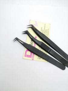 Pince à épiler professionnelle d'extension de cils noirs étiquette privée pince à épiler en forme de L et droite 65 pince à épiler Volume à 45 et 90 degrés - Product Image 3