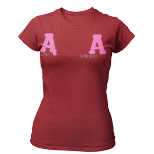 T-shirt décontracté col rond personnalisé pour femmes sororité grecque rayé rouge et vert 100% coton - Product Image 5