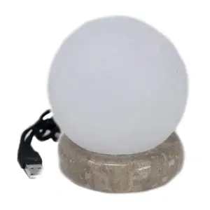 Himalayan White Salt <b>Ball</b> Shape <b>Mini</b> USB Lamps, Himalayan White USB Salt Lamp <b>Ball</b> Shaped, White USB Himalayan Salt Lamps - Product Image 2