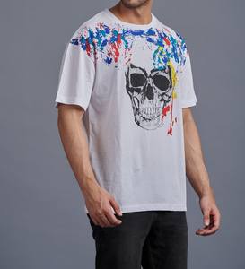 Camiseta informal de fitness 100% algodón orgánico comprimido 240 gramos tela de punto diseño de serigrafía con patrón sólido - Product Image 6