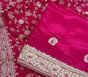 Costumes indiens en soie brodés à la main non cousus de designer moderne pour la fête Style traditionnel avant-gardiste - Product Image 3