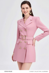 ชุดเดรสลำลองทรงเอไลน์เนื้อผ้าสวมบนผ้าเสื้อปอนเต้คอปาดแขนยาวและกันรอยยับจากเวียดนาม - Product Image 6