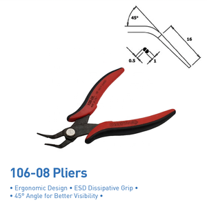 Alicates de Punta larga de acero inoxidable de grado industrial serie HAKKO 106, superficie de mandíbula dentada Lisa para prensar y cortar - Product Image 4
