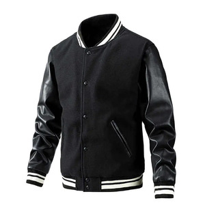 Custom Design High Quality Unisex Varsity Jacket Windproof Breathable Casual Winter Embroidered Solid Button Closure <b>Stand</b> Front - Product Image 5