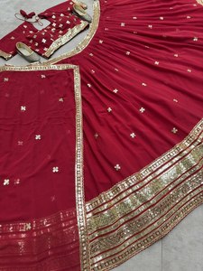 Dulhan Special Wedding Days Wear Color rojo Faux Georgette bordado Lehenga Choli colección diseñada para hacerte brillar - Product Image 6