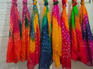 Authentic Handcrafted Bandhani Dupatta Soft Cotton Multicolor <b>Scarf</b> Wrap Festival-Ready Colorful Bandhani for Ramadan New Year - Product Image 2