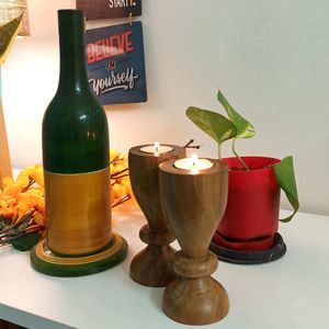 2024 soporte de luz de té de estilo farol de madera más vendido decoración del hogar soporte de vela y tarro producto de tendencia - Product Image 3