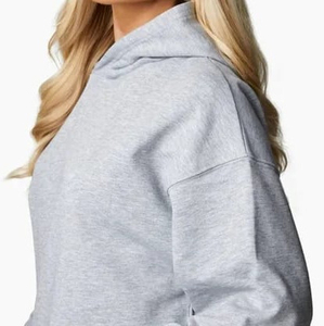 Conjunto Deportivo de 2 Piezas para Mujer, Chándal Informal para Correr, con Capucha, Estilo Urbano Personalizado, Color Gris Jaspeado, Holgado - Product Image 4