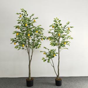 Arbre miniature <span class=keywords><strong>de</strong></span> citronnier simulé à trois fruits avec pot en <span class=keywords><strong>acier</strong></span> et tronc <span class=keywords><strong>galvanisé</strong></span> - Product Image 4