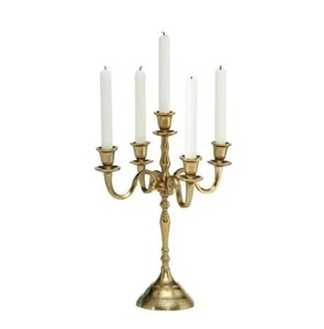 Elegant <b>Gold</b> Metal <b>Candelabra</b> with Round Base Table Centerpiece Home Decoration Including Elegant Velvet Felt - Product Image 5
