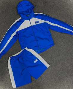 Ensemble de survêtements de style de rue d'été pour hommes en deux pièces coupe-vent et short avec logo personnalisé respirant coupe-vent imprimé de grande taille - Product Image 5