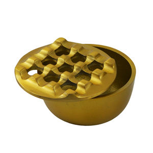 <b>Metal</b> Ashtray Shiny <b>Grid</b> Rounded Ashtray - Product Image 3