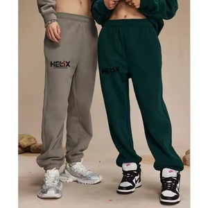 Pantalons de survêtement en coton français léger et décontracté pour hommes, personnalisés en gros, imprimés, noirs, coupe droite, ample, vintage, délavé à l'acide - Product Image 3