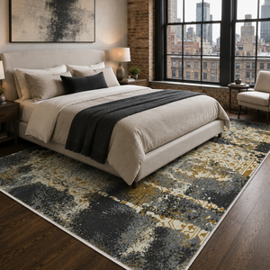 Tapis lavable moderne RW7089 Meridian Ochre de Rug Weavers, chenille lavable, 10 tailles, vente en gros et dropshipping - Product Image 4