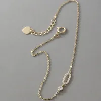 Pulsera Clásica Minimalista de Plata de Ley 925 Chapada en Oro de 14k con Circonita Corte Princesa para Mujer - Joyería para Regalo de Fiesta