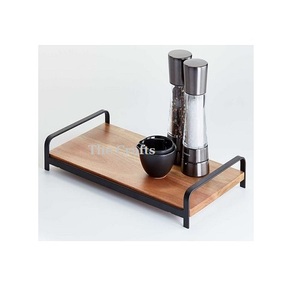 Bulk Wooden <b>Serving</b> <b>Tray</b> With <b>Black</b> Iron Handle Exclusive Quality Restaurant And Home <b>Serving</b> Food <b>Tray</b> - Product Image 5