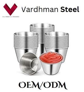 Factory Direct Supply Stainless Steel Tea Cups & Saucers Metal <b>Dipping</b> Sauce Cup Metallic Sauce Bowl - Product Image 4