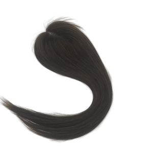 Sinoland Prothèse capillaire pour <span class=keywords><strong>femme</strong></span> en cheveux humains 100% Remy indiens, base en soie, avec clip supérieur, anti-emmêlement, noir naturel, lisse - Product Image 4