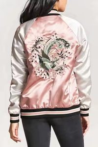 แจ็กเก็ตผ้าซาตินสำหรับผู้หญิงผ้าซาตินมีซิปด้านในแบบกำหนดสีแห้งเร็วน้ำหนักเบา - Product Image 6