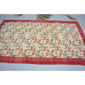 Tapis turc 5,1 x 8,8 pieds, grand tapis vintage, tapis en laine marocaine rouge - Product Image 3