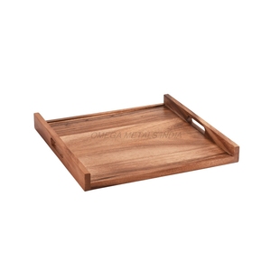 Handmade Unique Wooden Tray Set in Natural Brown Rectangular Shape with <b>Smooth</b> Finish for Serving and Display - Product Image 4