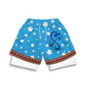 กางเกงขาสั้นออกกำลังกายแบบ2-in-1สำหรับผู้ชายกางเกงผ้าฝ้ายทอเป็นมิตรกับสิ่งแวดล้อมมีกระเป๋า PCS-R-07รุ่นแข็งฤดูร้อน - Product Image 6