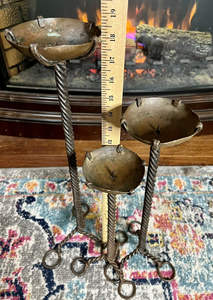 Set Three Vintage Hand Forged Copper <b>Twisted</b> Wrought Iron Candleholders for Home Decoration Christmas Garden Durable Metal - Product Image 2
