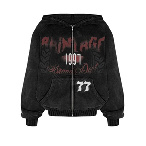 Sweat-shirt unisexe tendance de haute qualité, délavé à l'acide, imprimé avec un logo, 100% coton, tissu éponge français léger, décontracté pour l'hiver - Product Image 4