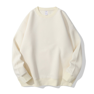 Nouveauté personnalisé 390gsm 80% coton 20% polyester col rond goutte épaule blanc hommes grande taille surdimensionné sweat-shirt en gros équipage - Product Image 2