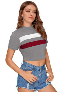 Latest Exclusive Indian T Shirt Trendy <b>Knitting</b> Grey <b>Tops</b> Women Comfortable Regular Wear Formal Short <b>Tops</b> From Indian Boutique - Product Image 5