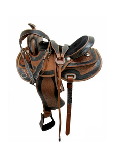 Sillín occidental de caballo de cuero genuino de calidad superior Sillín occidental de carreras de barril para montar a caballo - Product Image 5