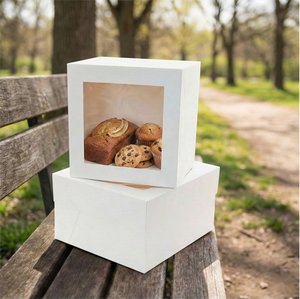 Scatole per Torte Bianche Alte 10*10*10 Pollici a <span class=keywords><strong>2</strong></span> o 3 Livelli con Ampia Finestra Superiore e Frontale per Matrimoni, Compleanni e Feste - Product Image 3