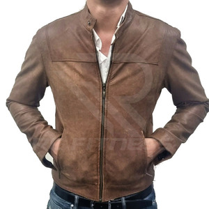 custom skinny vintage streetwear leather bone embroidery <b>pockets</b> bomber <b>jacket</b> men - Product Image 3